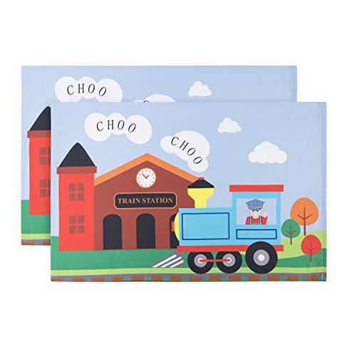 EVERYDAY KIDS Toddler Fitted Sheet and Pillowcase Set -Choo Choo Train- Soft Breathable Microfiber Toddler Sheet Set